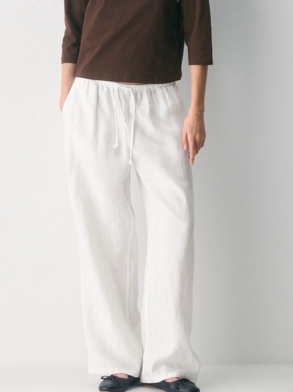 Aritzia TNA white linen pants